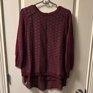 Lucky Brand Burgundy Patterned Top